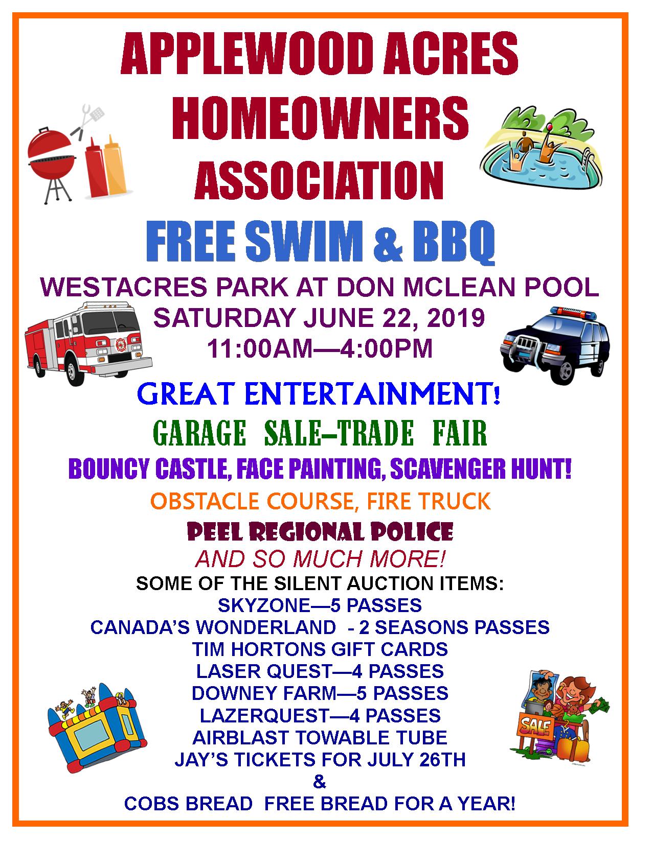 Applewood Acres Homeowners Association Annual BBQ June 22nd